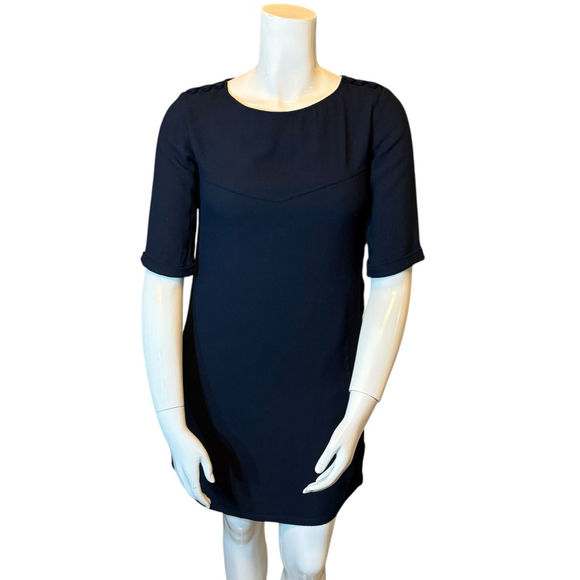 A.P.C. Rue Madame Paris Navy Crepe Dress Pockets, S - Picture 2 of 16